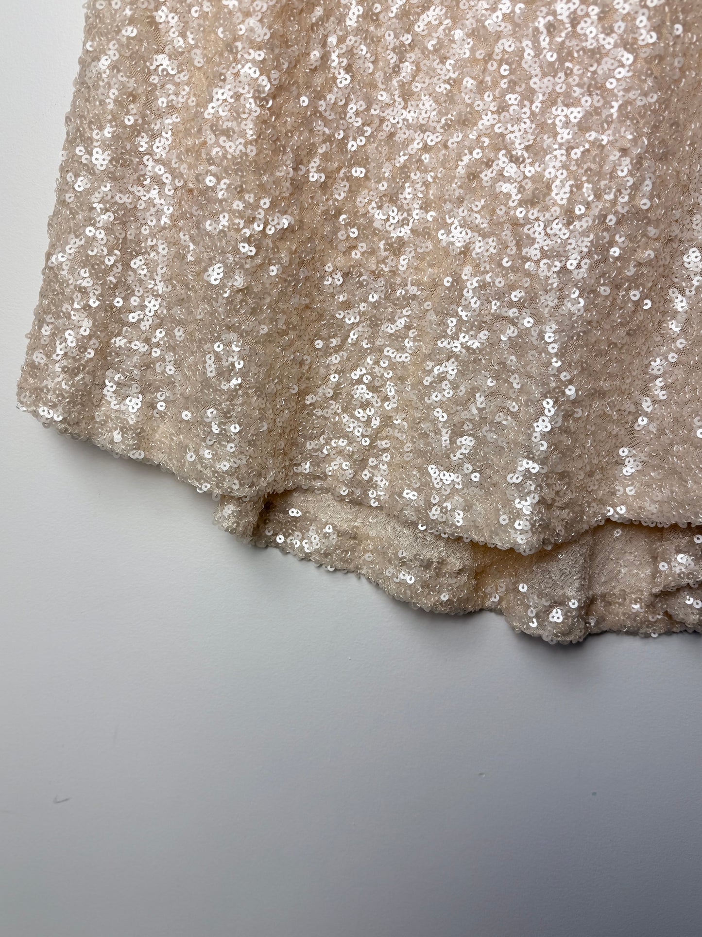 Champagne Shine High-Waist Contrast Sequin Maxi Skirt”