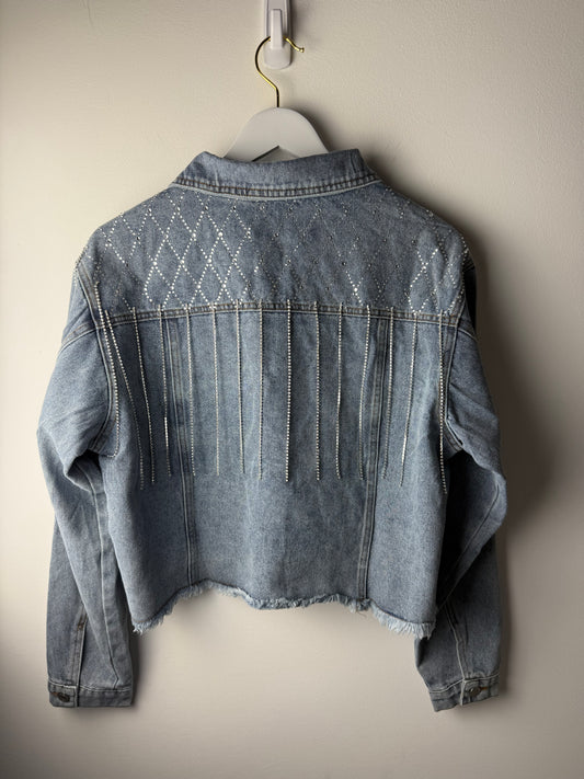 Rhinestone Chain Links Denim Jacket