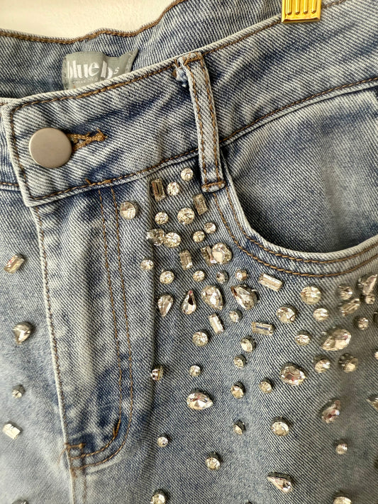 StarStruck-Rhinestone Embellished Cropped Jeans