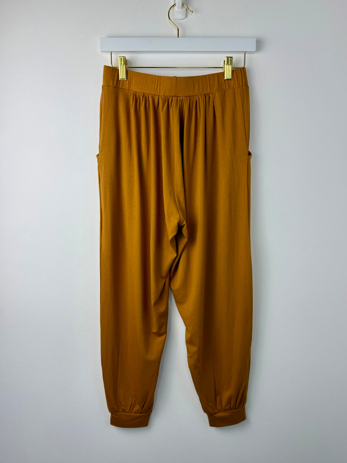 Easy Days — Camel Rayon Jersey Cropped Jogger Pants