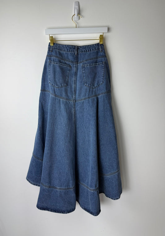Denim High-Low Skirt