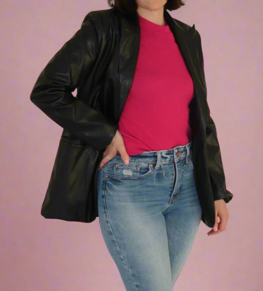Faux Leather Blazer
