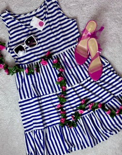 Striped Sleeveless Loose Fit Mini Dress
