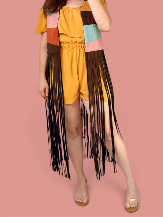 Here Comes the Sunrise- Boho Fringe Duster Vest