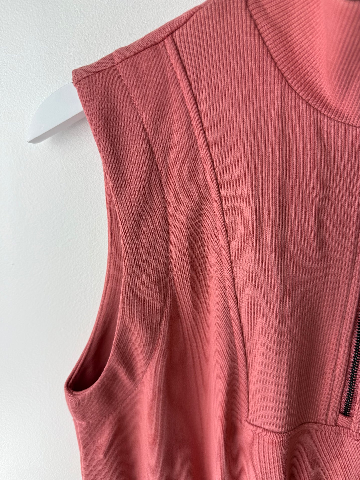 Mineral Red Zipped Collar Drawstring Waist Dress