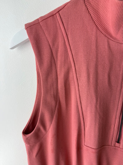 Mineral Red Zipped Collar Drawstring Waist Dress