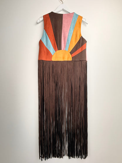 Here Comes the Sunrise- Boho Fringe Duster Vest