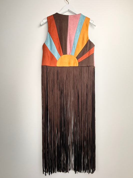 Here Comes the Sunrise- Boho Fringe Duster Vest