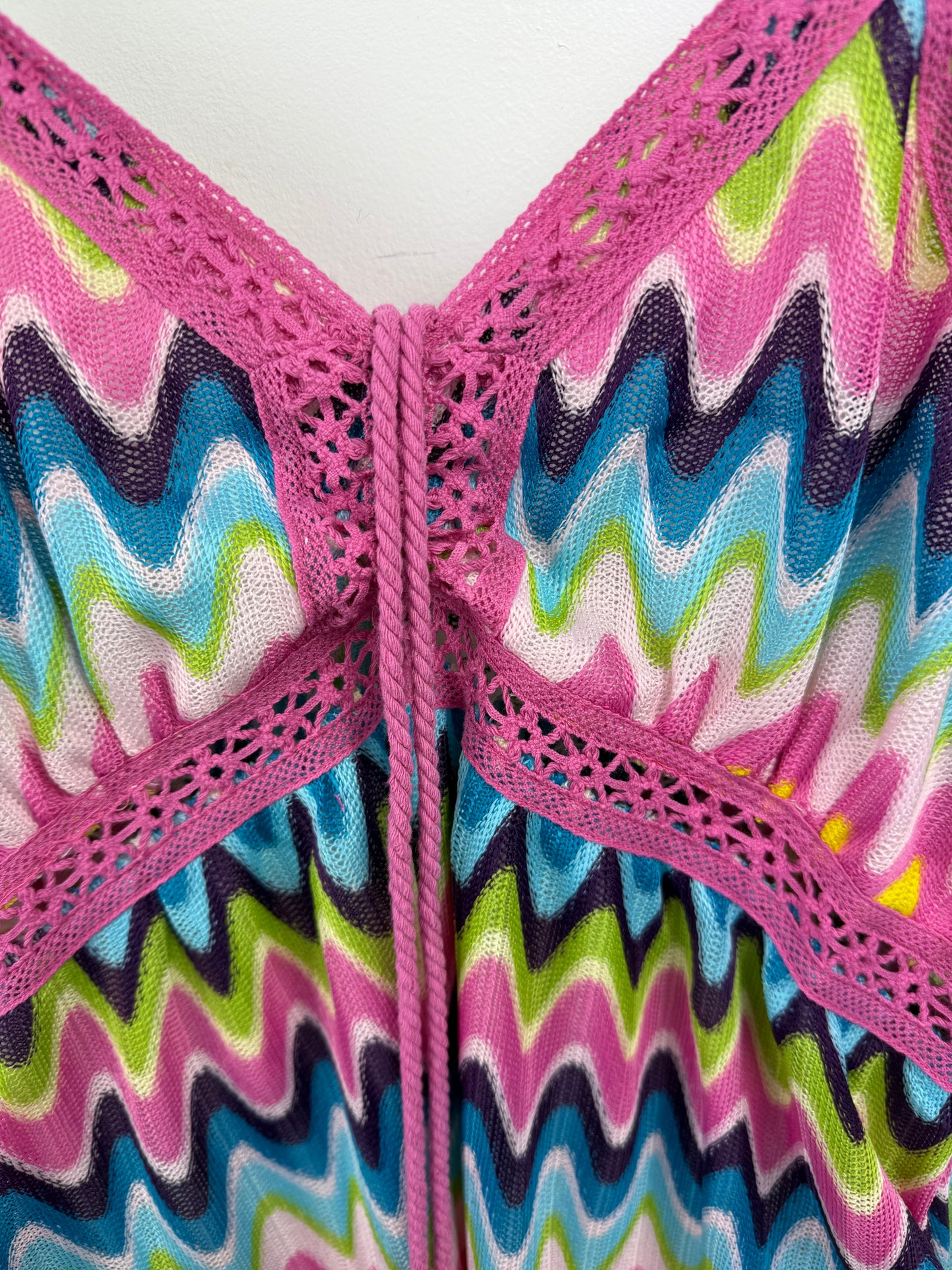 Waves of Summer Maxi Dress – Multicolor Tassel Detail & Crochet Accents