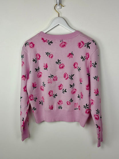 Romance in Bloom-Pink on Pink Roses Cropped Sweater
