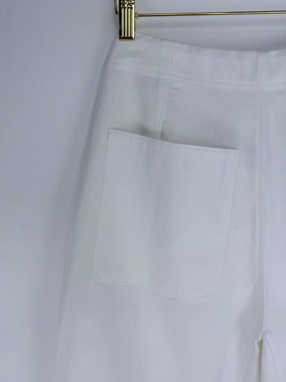 Skyline Slouch-White High-Rise Cropped Pants