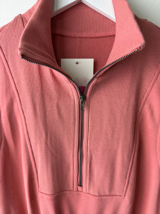 Mineral Red Zipped Collar Drawstring Waist Dress