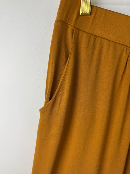 Easy Days — Camel Rayon Jersey Cropped Jogger Pants