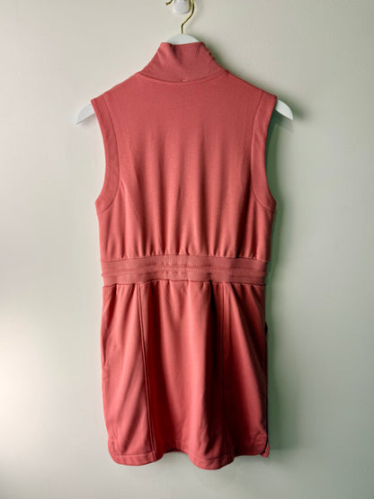 Mineral Red Zipped Collar Drawstring Waist Dress