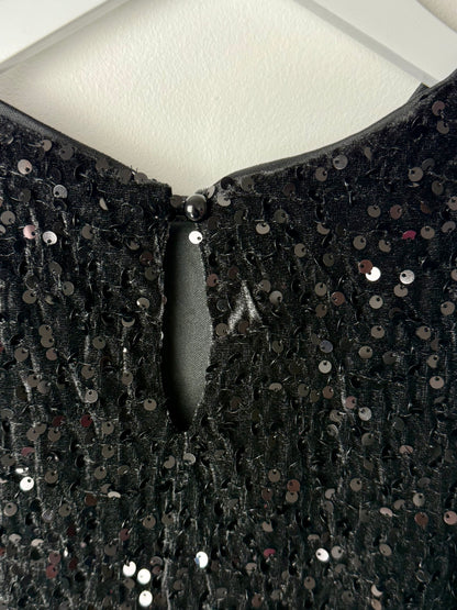 The Midnight Muse-Black Velvet Sequin Dress