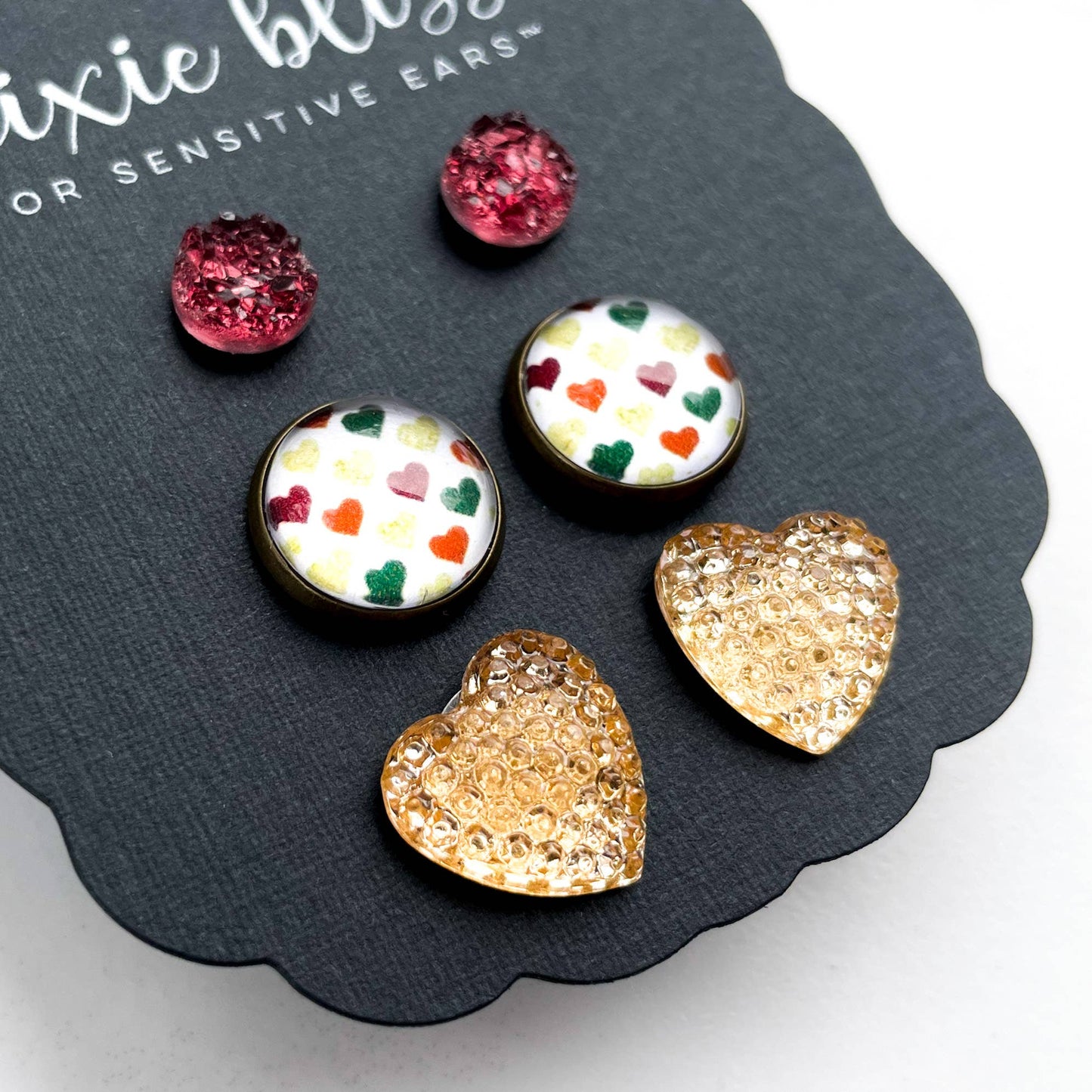 Luz Merlot Crystal Druzy Stud/Post Earrings