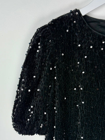 The Midnight Muse-Black Velvet Sequin Dress