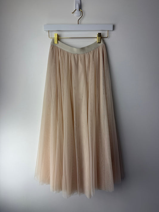 Ivory Tulle Midi Skirt