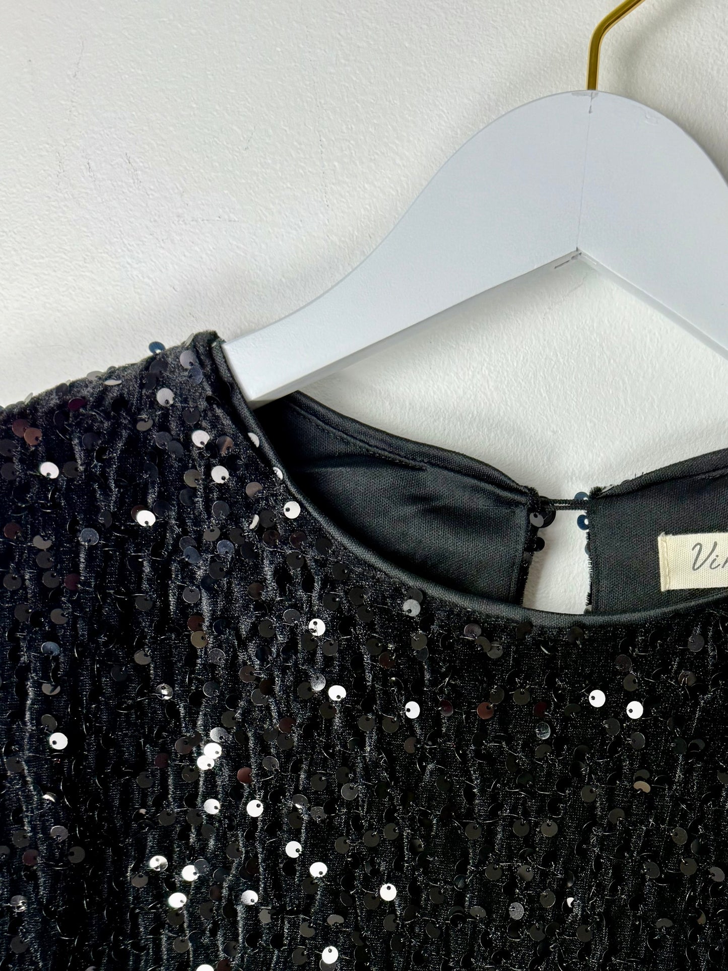 The Midnight Muse-Black Velvet Sequin Dress