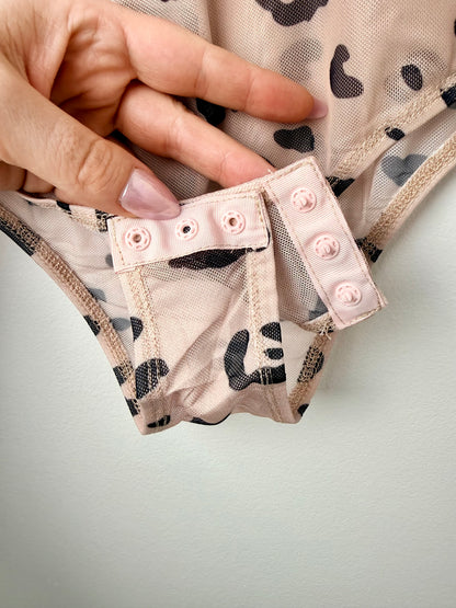 Safari Belle — Khaki Leopard Print Sheer Mesh Bodysuit