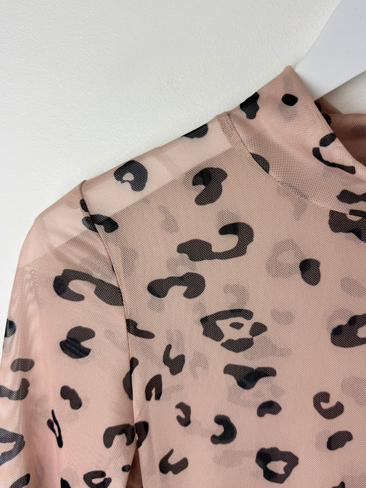 Safari Belle — Khaki Leopard Print Sheer Mesh Bodysuit