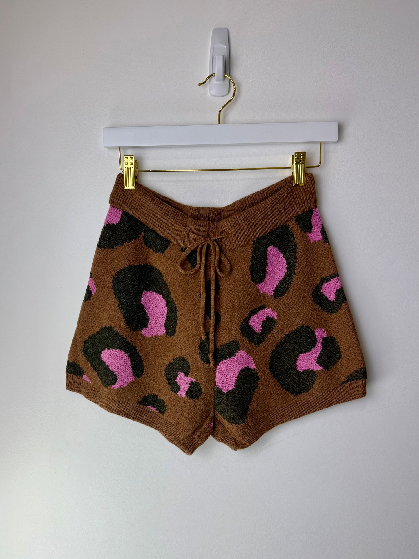 Bold Instincts Knit Shorts – Leopard Print in Pink & Brown