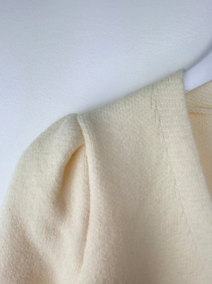 Elevé-Ivory V-Neck Button-Down Cardigan