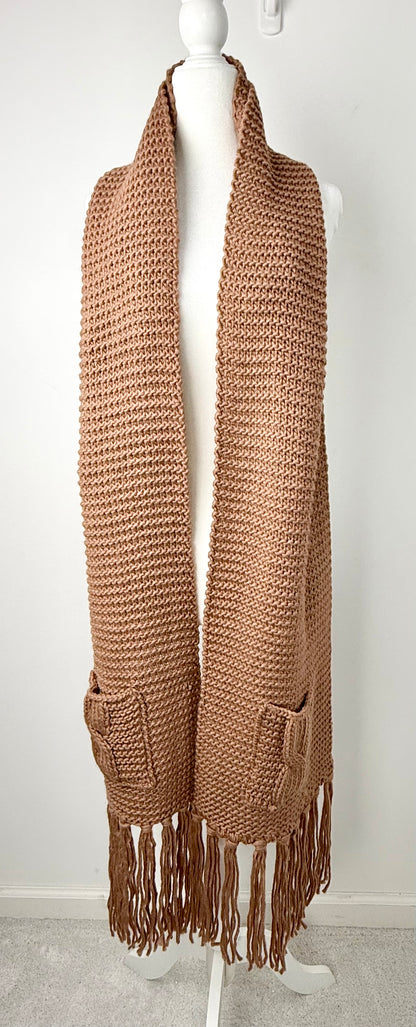 Latte Love-Oversized Two Pocket Tassel Scarf