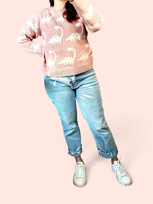 Dino Darling Blush Knit Sweater