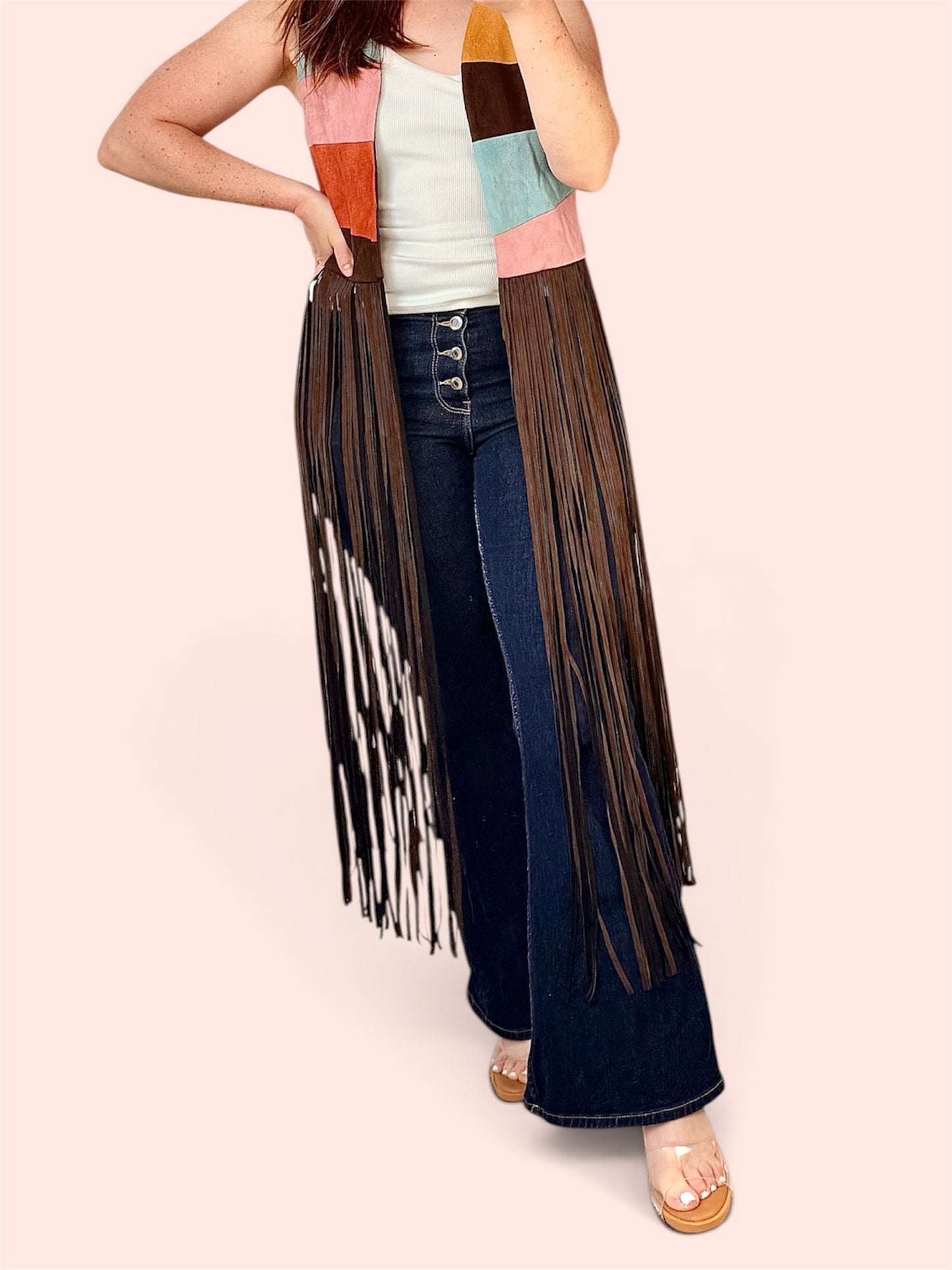 Here Comes the Sunrise- Boho Fringe Duster Vest