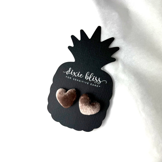 Luxe Velour Hearts in Swiss Mocha