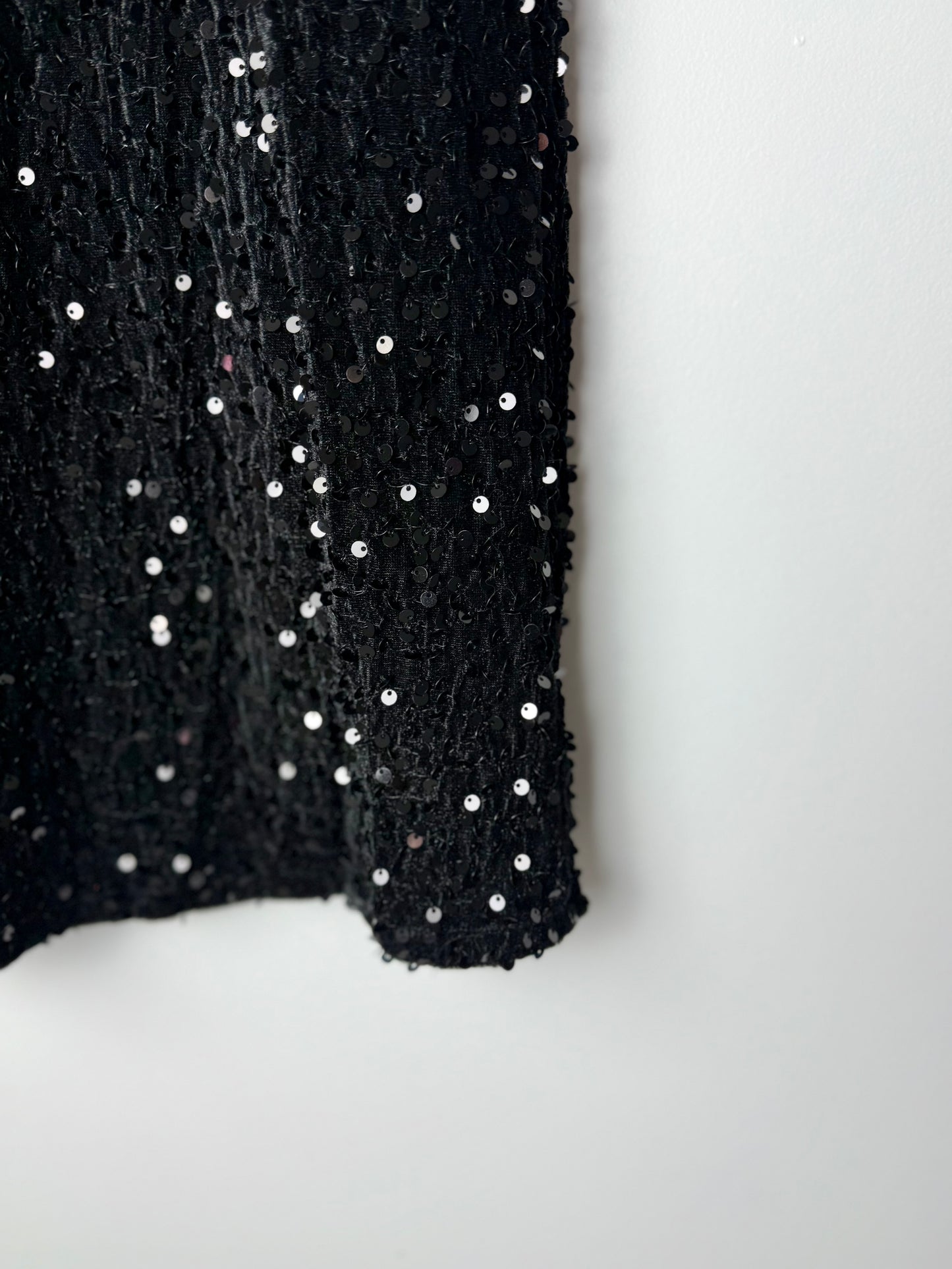 The Midnight Muse-Black Velvet Sequin Dress
