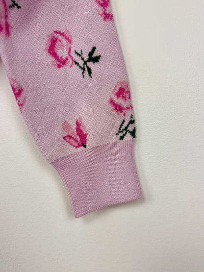 Romance in Bloom-Pink on Pink Roses Cropped Sweater