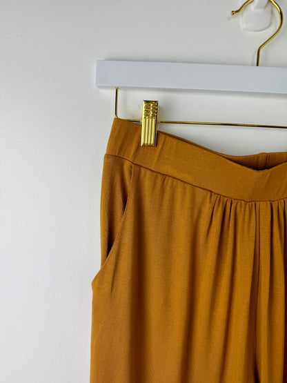 Easy Days — Camel Rayon Jersey Cropped Jogger Pants