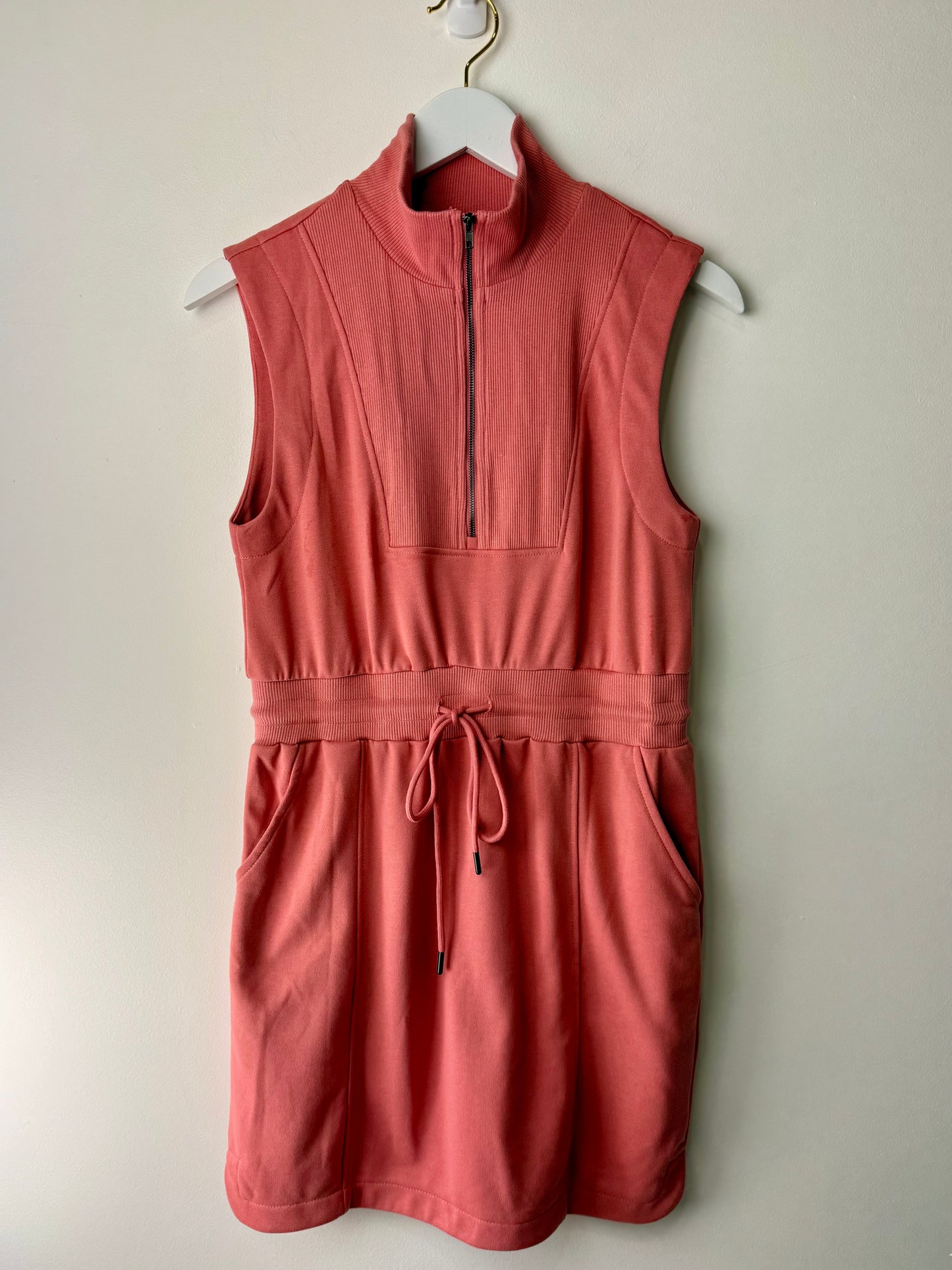 Mineral Red Zipped Collar Drawstring Waist Dress