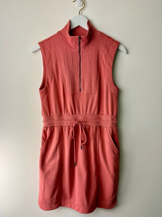 Mineral Red Zipped Collar Drawstring Waist Dress