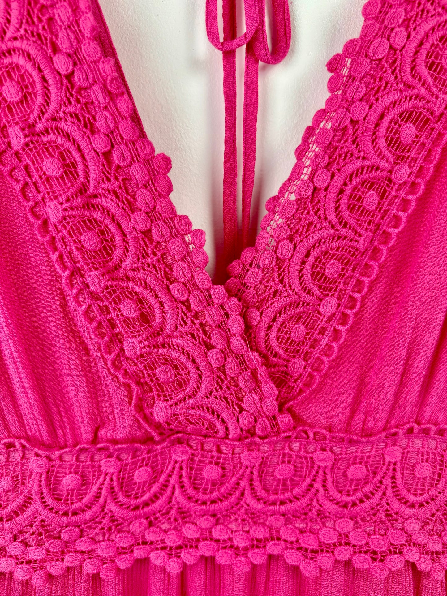 Fuchsia Fling – Crochet Detail Maxi Dress