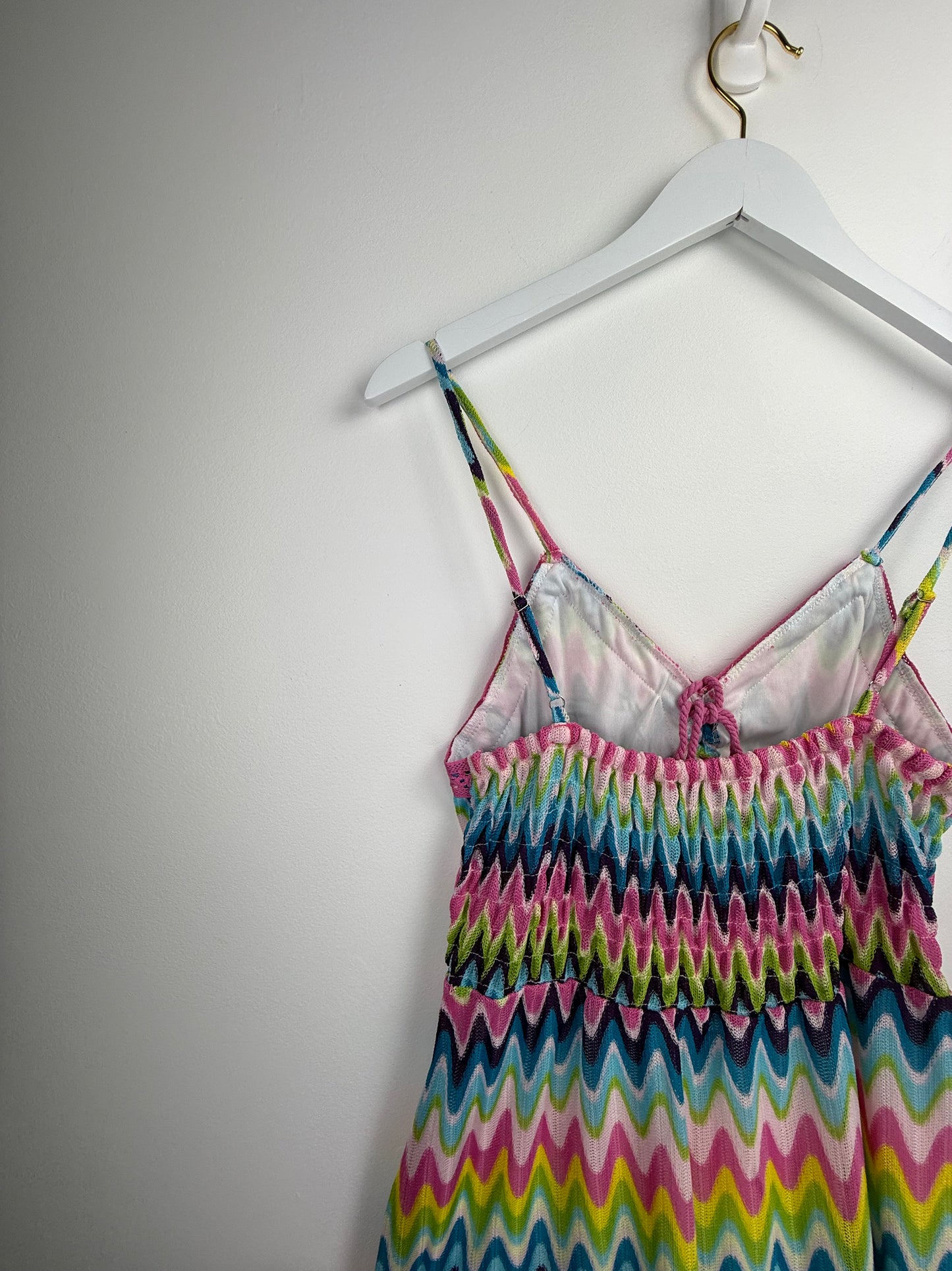 Waves of Summer Maxi Dress – Multicolor Tassel Detail & Crochet Accents