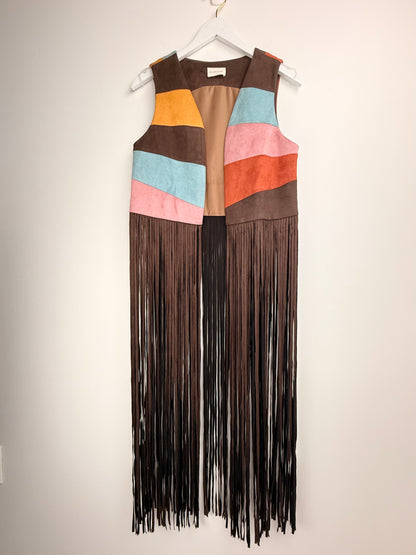 Here Comes the Sunrise- Boho Fringe Duster Vest