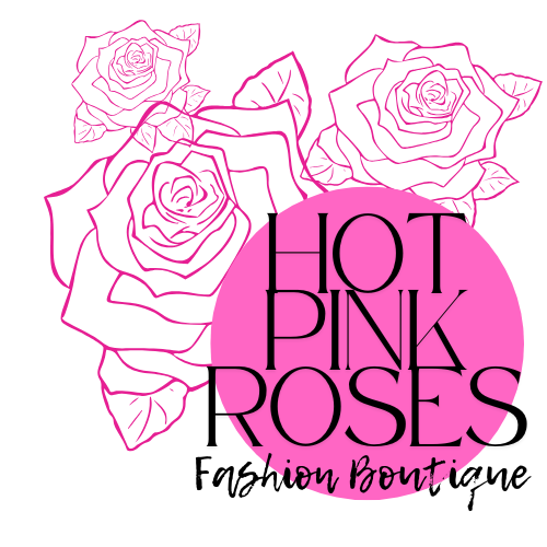 Hot pink roses fashion boutique logo in pink and white 