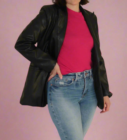 Faux Leather Blazer