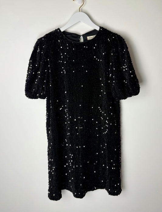 The Midnight Muse-Black Velvet Sequin Dress