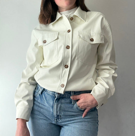 Ivory pleather Shacket women’s 