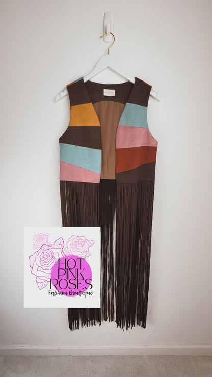 Here Comes the Sunrise- Boho Fringe Duster Vest