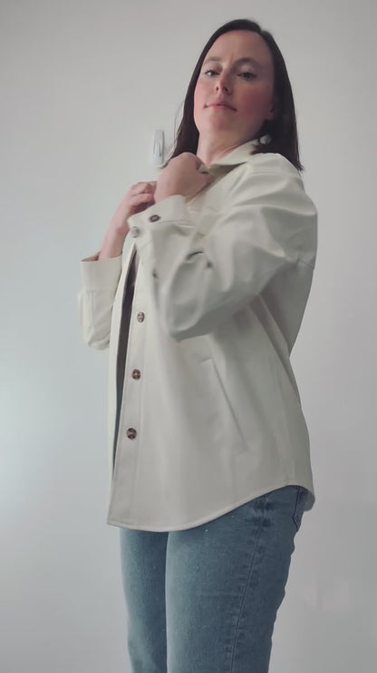 Ivory Vegan Leather Shacket