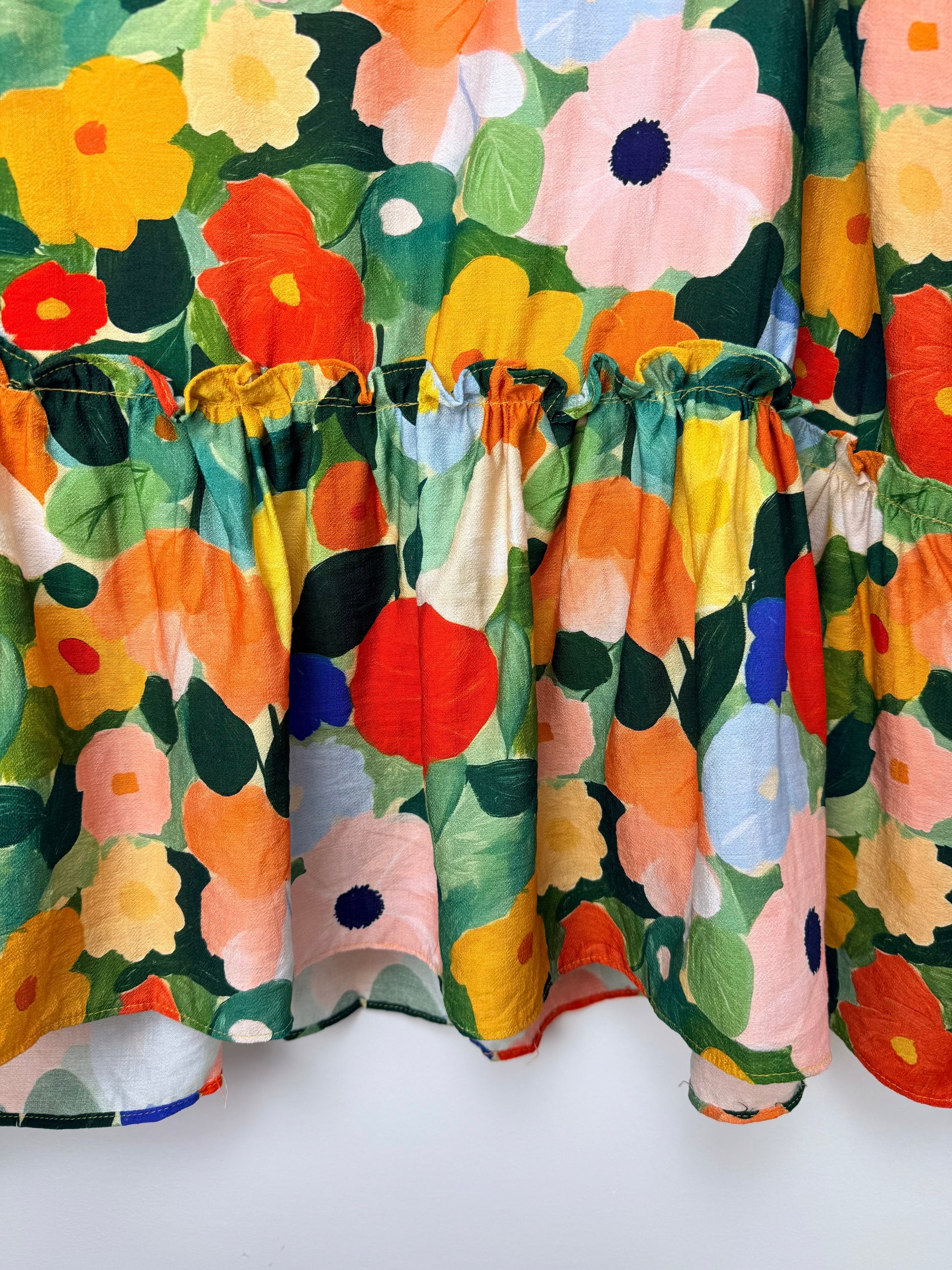 Colorful floral patterned fabric on a white background